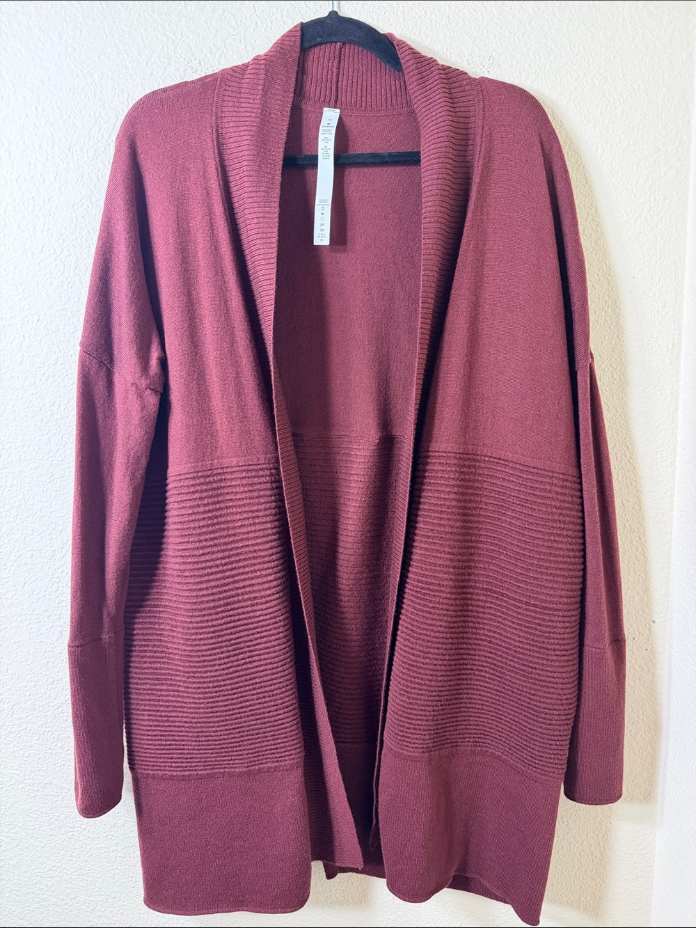 Lululemon Sit In Silence Cardigan Sweater 10 Burgundy Merino Wool NWOT MINT